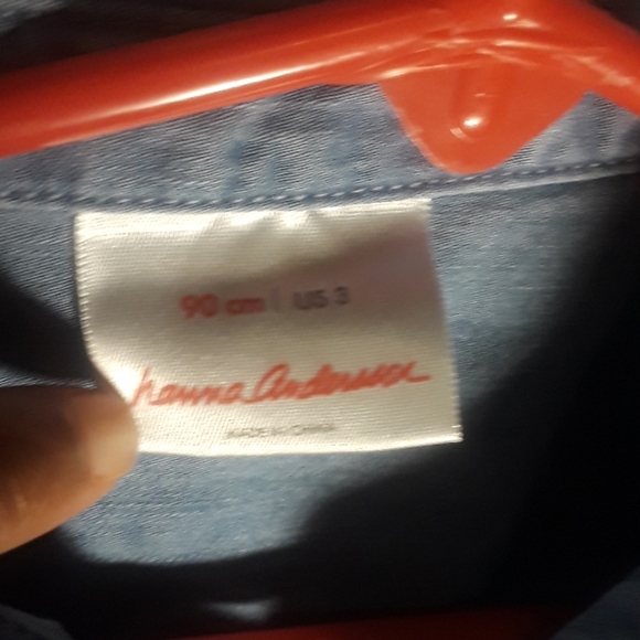 hannaAndersson button down collar light denim top - Picture 3 of 10